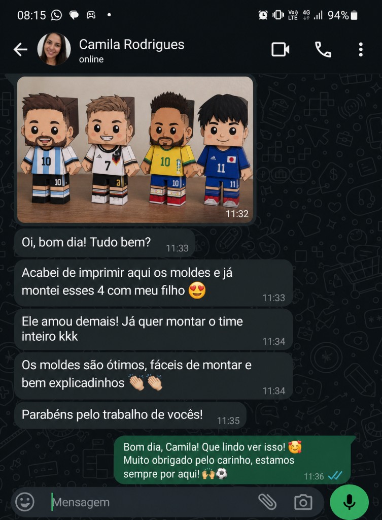 WhatsApp: mãe montou bonecos com o filho e elogia os moldes