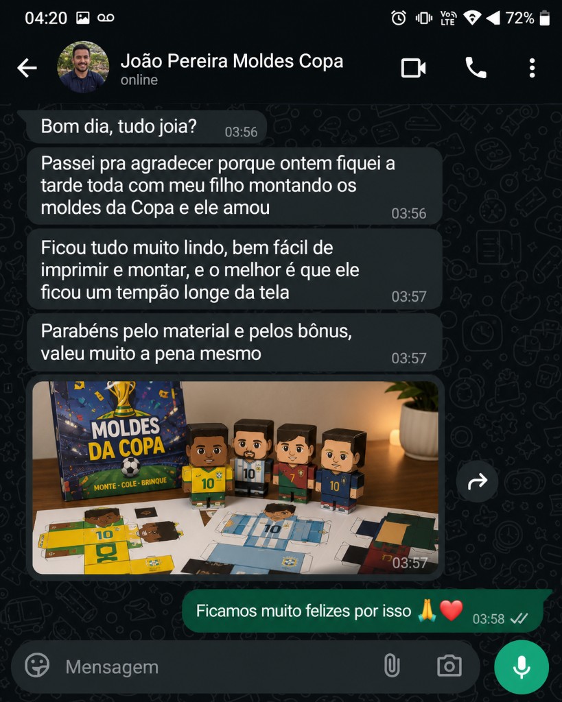 WhatsApp: pai agradece tempo montando moldes com o filho longe da tela